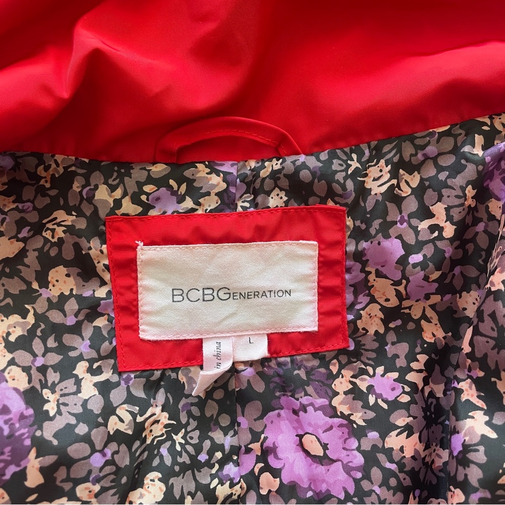 Bcbgeneration Bright Red Utility Rain Jacket Larg… - image 3